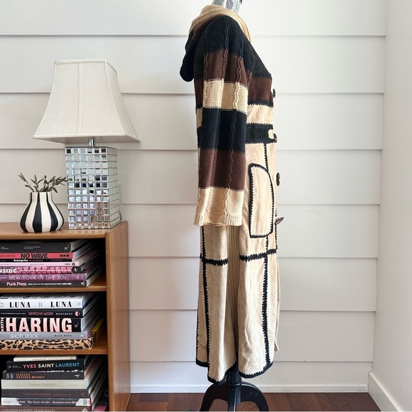 Vintage Leather Patchwork Sweater Coat by Leather Bug size S - Picture 4 of 13